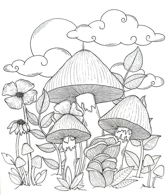 Mushrooms - Colouring Page